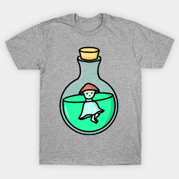 Mushroom Man In A Bottle T-Shirt by PirateJam